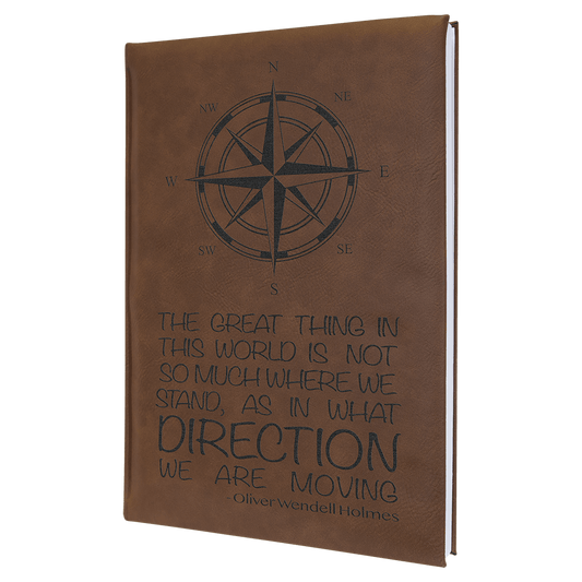 Personalized Dark Brown Leatherette Sketch Book with White Unlined Paper - Leatherette