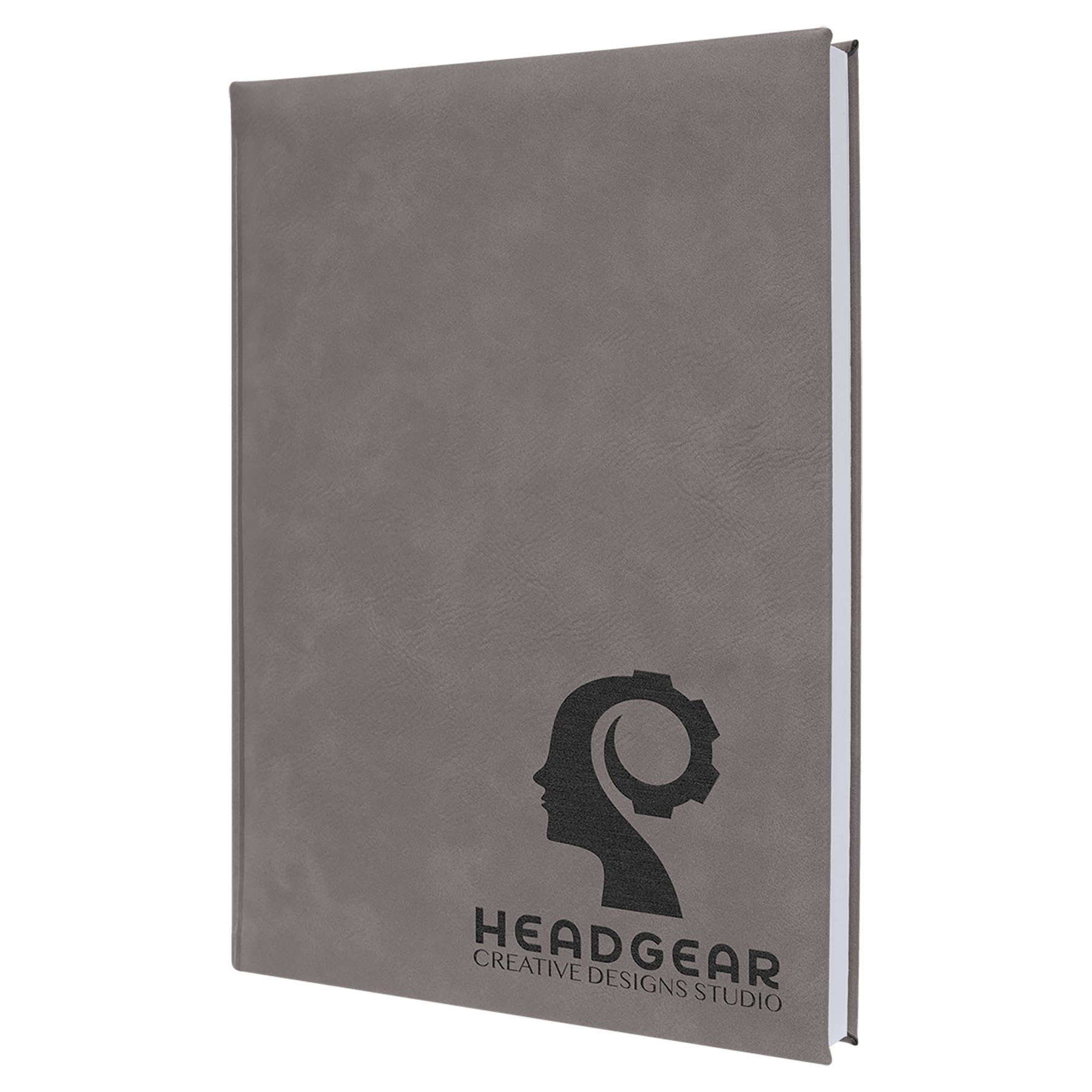 Personalized Gray Leatherette Sketch Book with White Unlined Paper - Leatherette