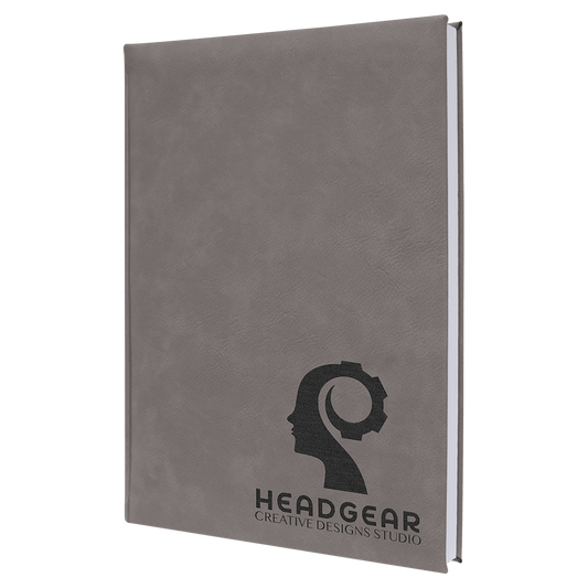 Personalized Gray Leatherette Sketch Book with White Unlined Paper - Leatherette