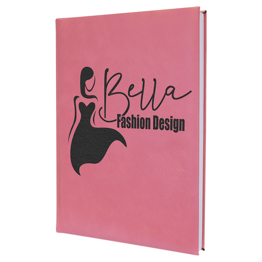 Personalized Pink Leatherette Sketch Book with White Unlined Paper - Leatherette