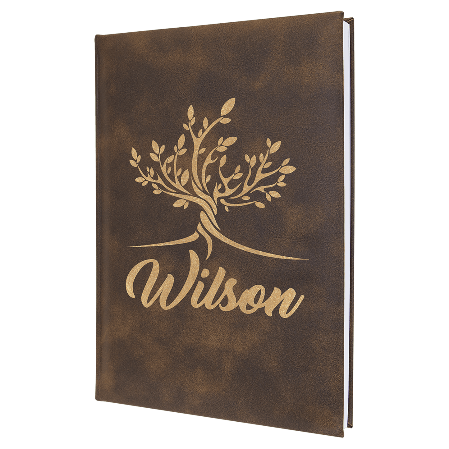 Personalized Rustic/Gold Leatherette Sketch Book with White Unlined Paper - Leatherette