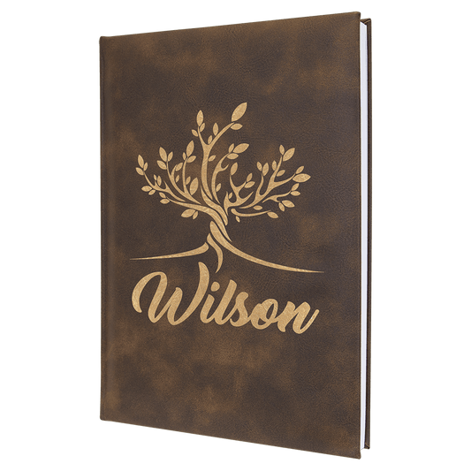 Personalized Rustic/Gold Leatherette Sketch Book with White Unlined Paper - Leatherette