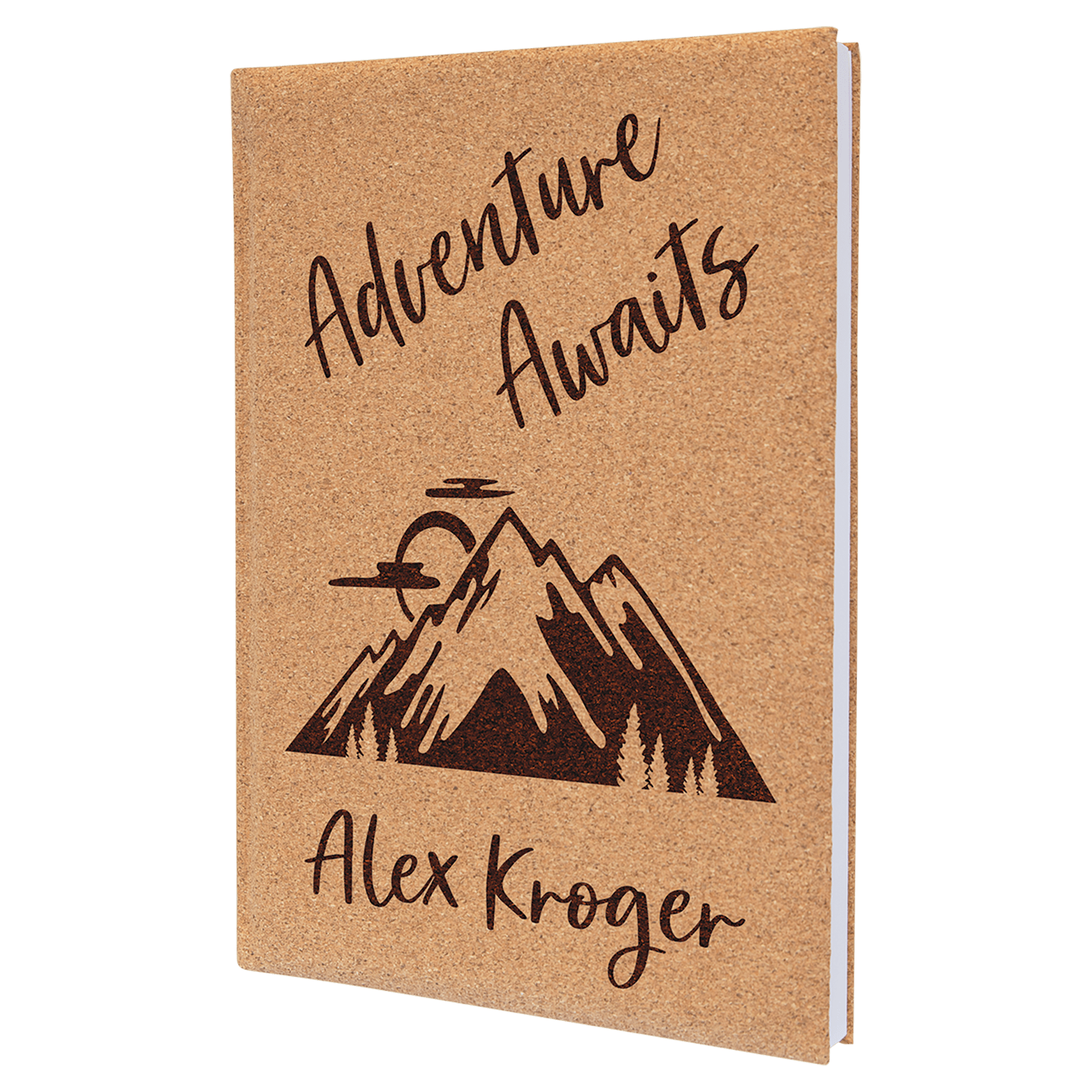 Personalized Cork Sketch Book with White Unlined Paper - Leatherette