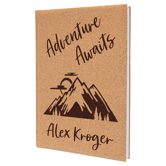 Personalized Cork Sketch Book with White Unlined Paper - Leatherette