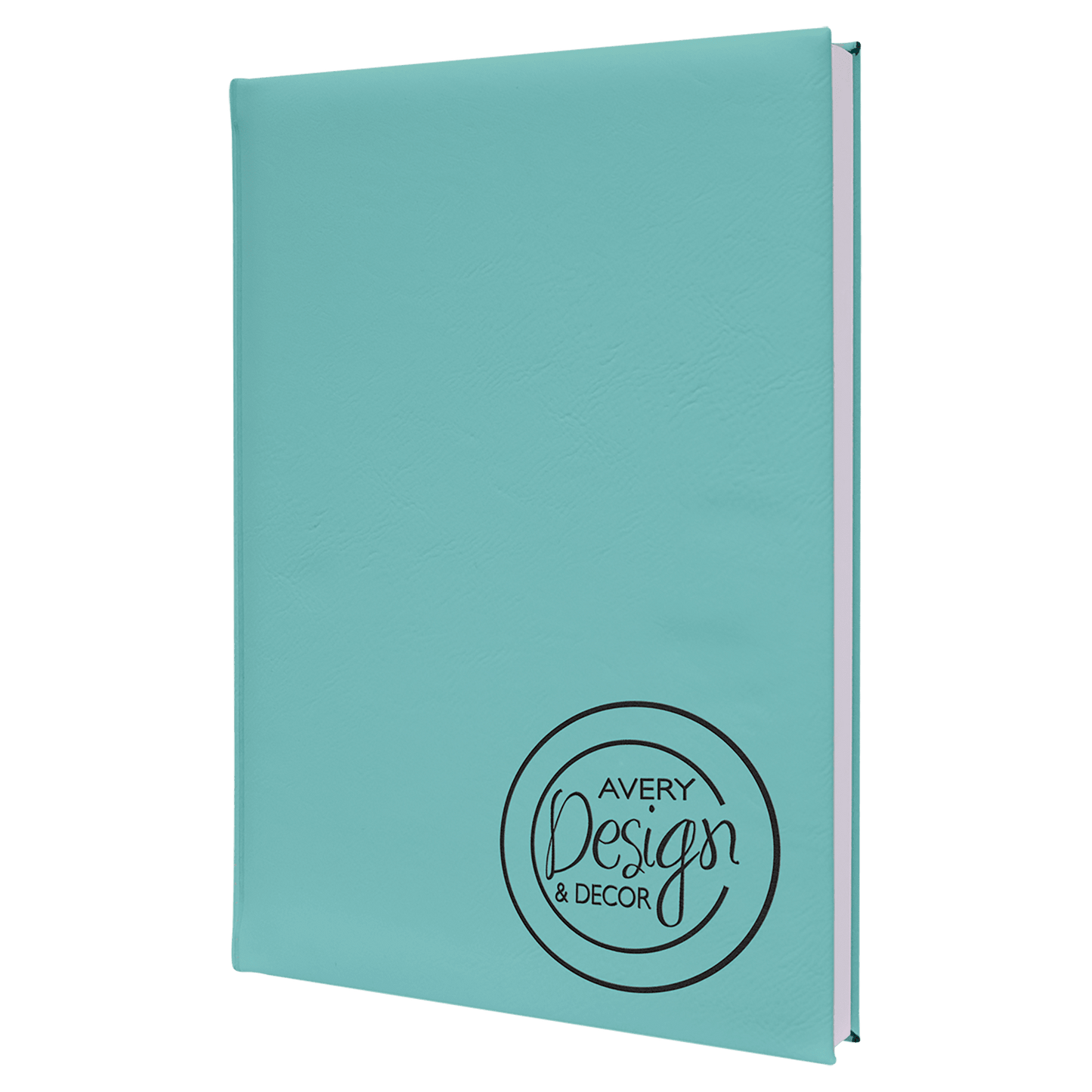 Personalized Teal Leatherette Sketch Book with White Unlined Paper - Leatherette