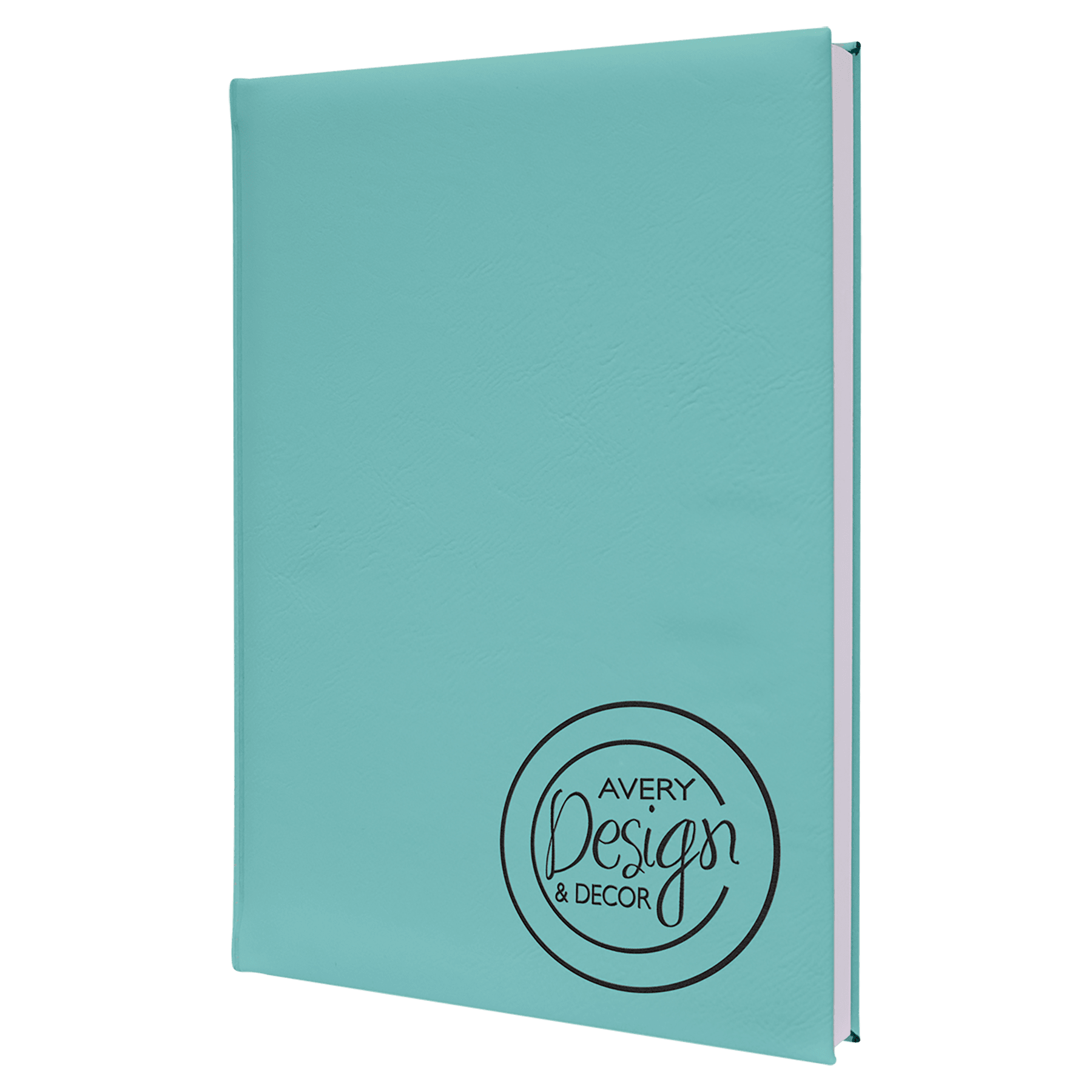 Personalized Teal Leatherette Sketch Book with White Unlined Paper - Leatherette