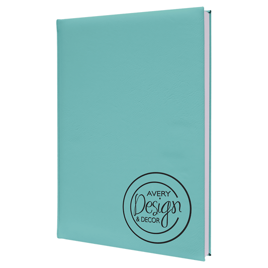 Personalized Teal Leatherette Sketch Book with White Unlined Paper - Leatherette
