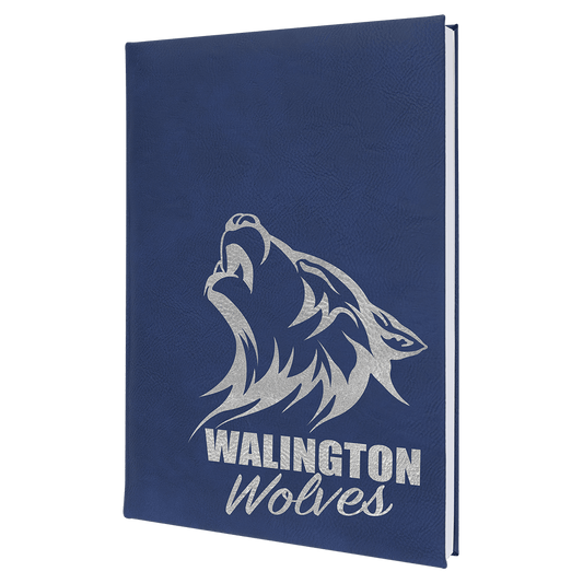 Personalized Blue/Silver Leatherette Sketch Book with White Unlined Paper - Leatherette
