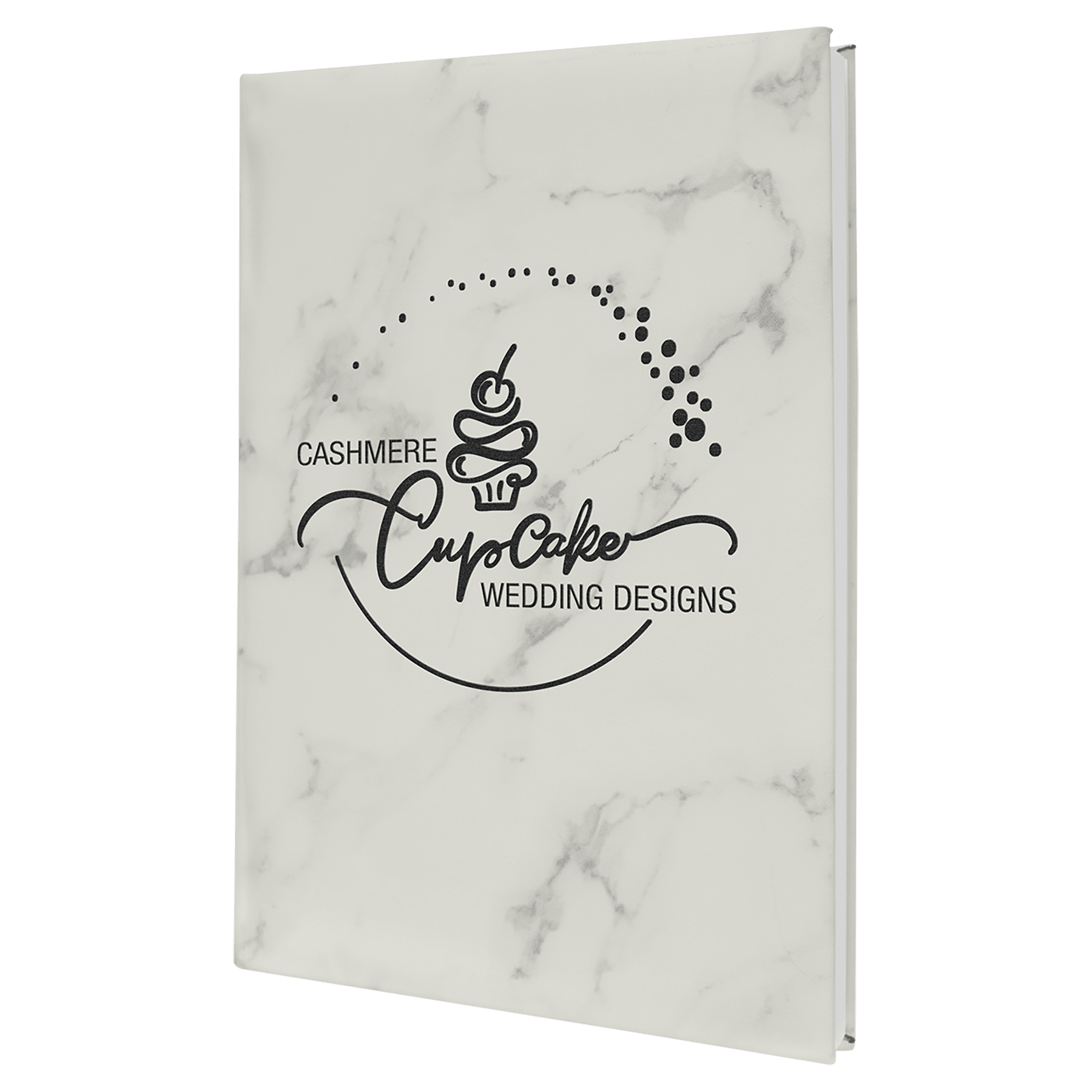 Personalized White Marble Leatherette Sketch Book with White Unlined Paper - Leatherette