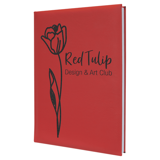 Personalized Red Leatherette Sketch Book with White Unlined Paper - Leatherette