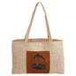 Personalized Rawhide Leatherette and Burlap Tote Bag