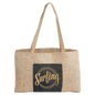 Personalized Black/Gold Leatherette and Burlap Tote Bag