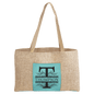 Personalized Teal Leatherette and Burlap Tote Bag