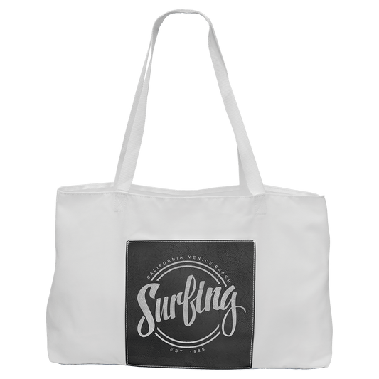 Personalized Black/Silver Leatherette and Canvas Tote Bag