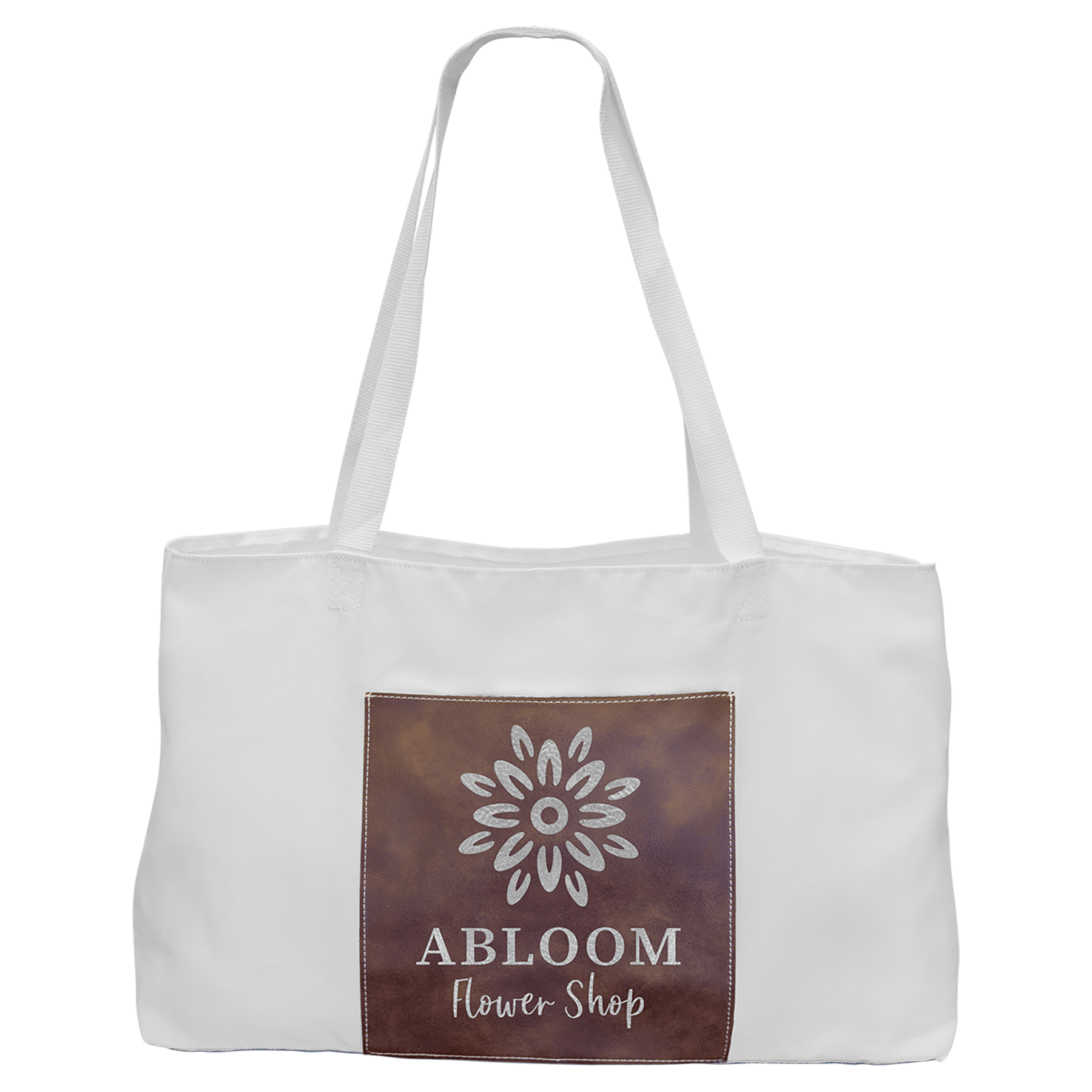 Personalized Rustic/Silver Leatherette and Canvas Tote Bag