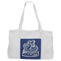Personalized Blue/Silver Leatherette and Canvas Tote Bag