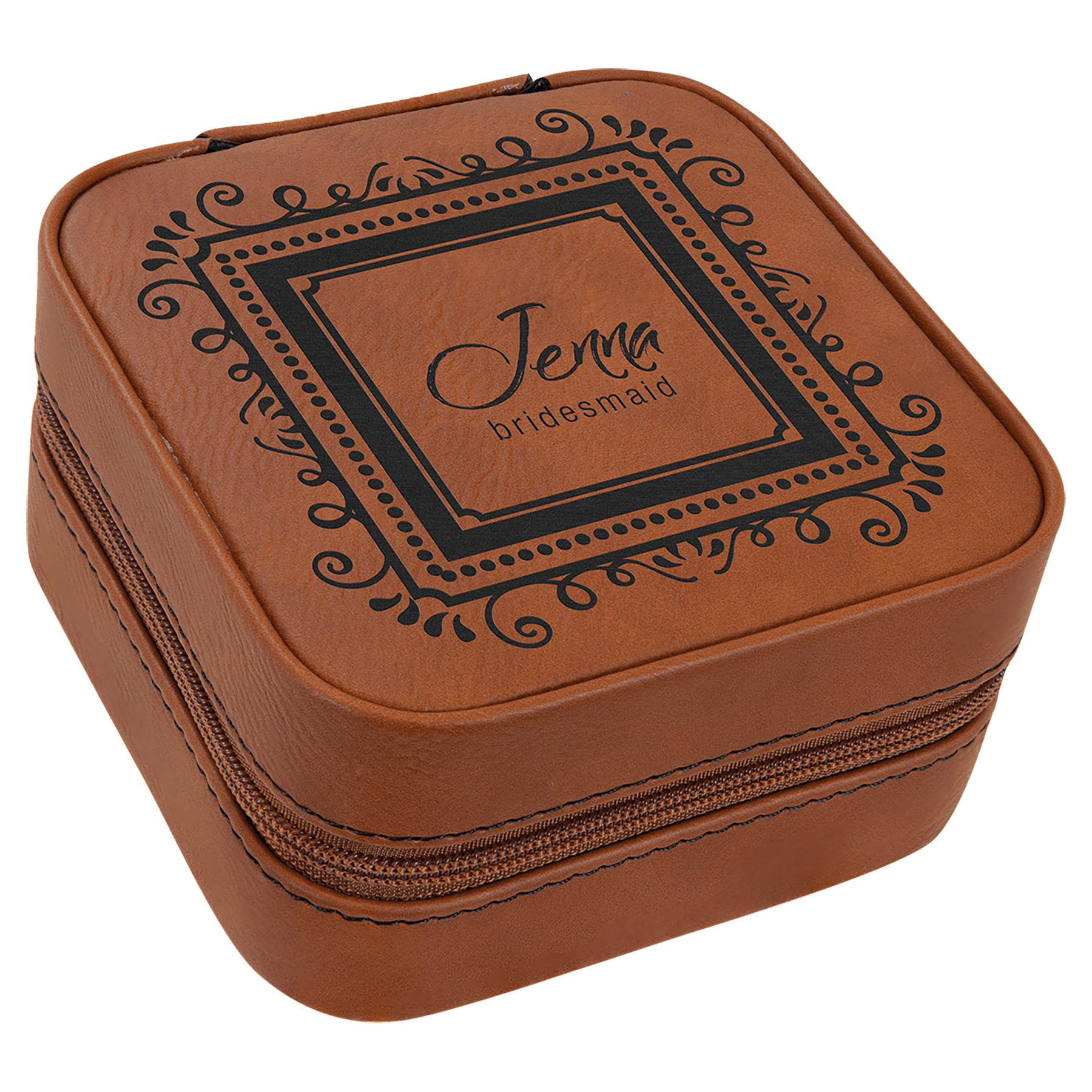 Personalized Rawhide Leatherette Travel Jewelry Box
