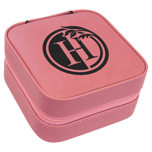 Personalized Pink Leatherette Travel Jewelry Box