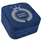 Personalized Blue/Silver Leatherette Travel Jewelry Box