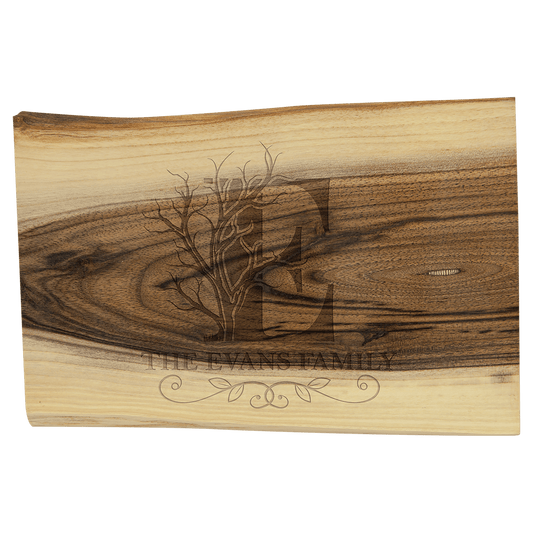 Personalized Natural Black Walnut Cutting and Charcuterie Board