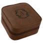 Personalized Dark Brown Leatherette Travel Jewelry Box with Black Lining