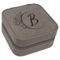 Personalized Gray Leatherette Travel Jewelry Box with Black Lining