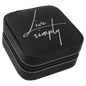 Personalized Black/Silver Leatherette Travel Jewelry Box with Black Lining