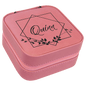 Personalized Pink Leatherette Travel Jewelry Box with Black Lining