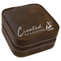 Personalized Rustic/Silver Leatherette Travel Jewelry Box with Black Lining