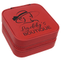Personalized Red Leatherette Travel Jewelry Box with Black Lining