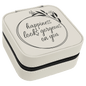 Personalized White Leatherette Travel Jewelry Box with Black Lining