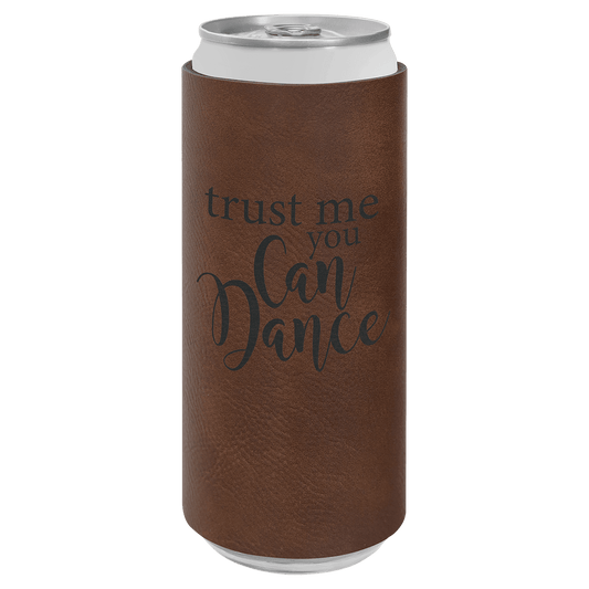 Custom Dark Brown Leatherette Slim Beverage Holder - Leatherette