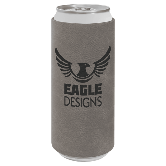 Custom Gray Leatherette Slim Beverage Holder - Leatherette