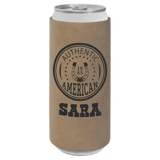Custom Light Brown Leatherette Slim Beverage Holder - Leatherette