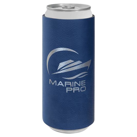 Custom Blue/Silver Leatherette Slim Beverage Holder - Leatherette
