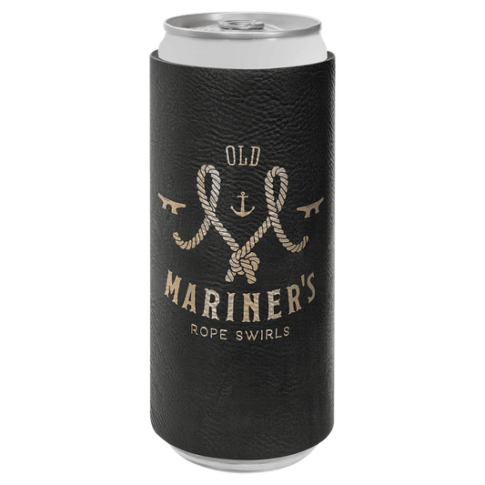 Custom Black/Gold Leatherette Slim Beverage Holder - Leatherette