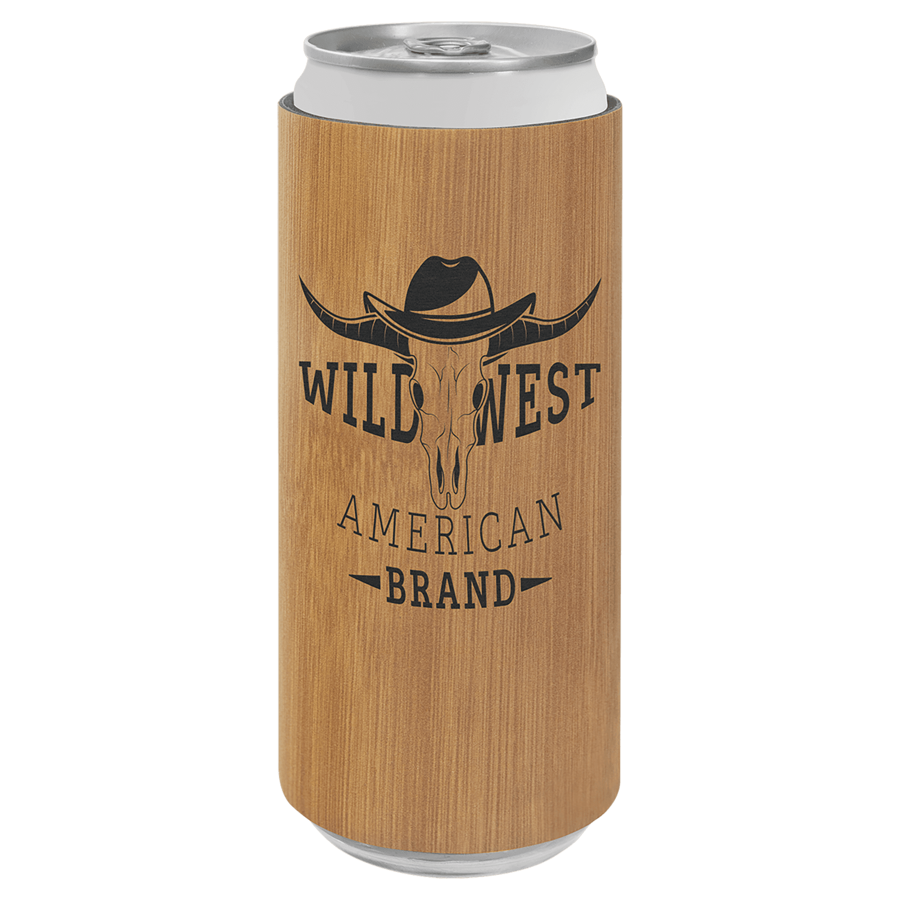 Custom Bamboo Leatherette Slim Beverage Holder - Leatherette