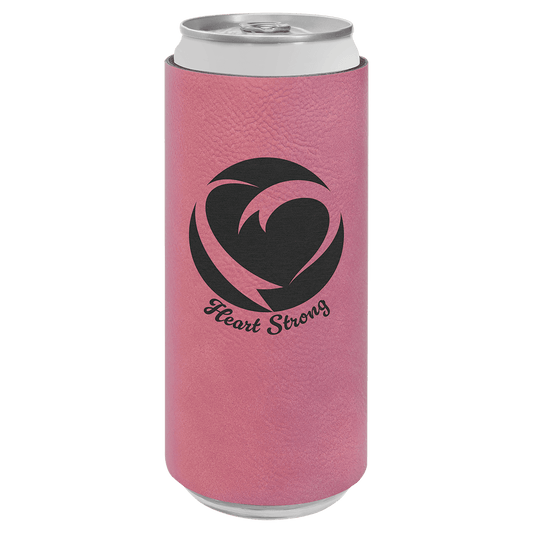 Custom Pink Leatherette Slim Beverage Holder - Leatherette