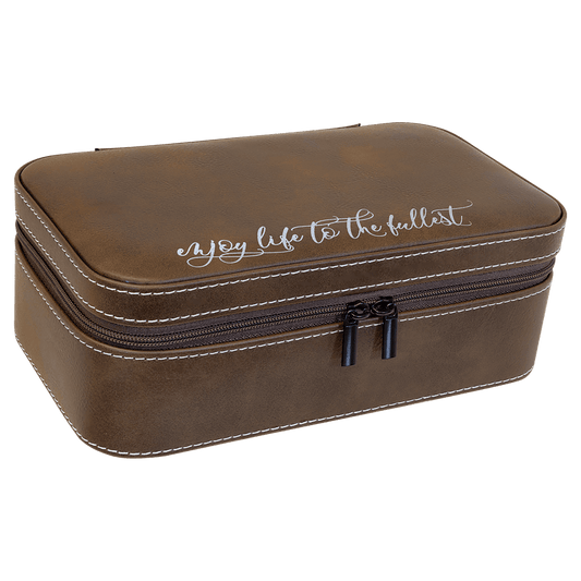Personalized Rustic/Silver Large Leatherette Jewelry Box