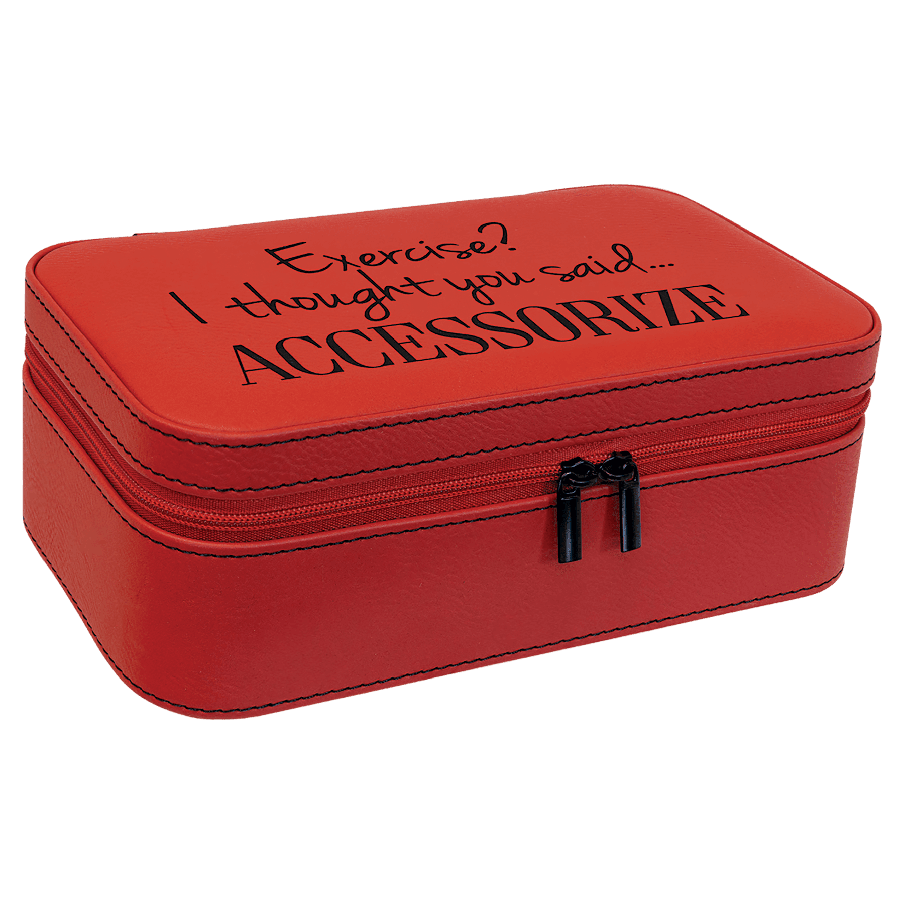Personalized Red Large Leatherette Jewelry Box