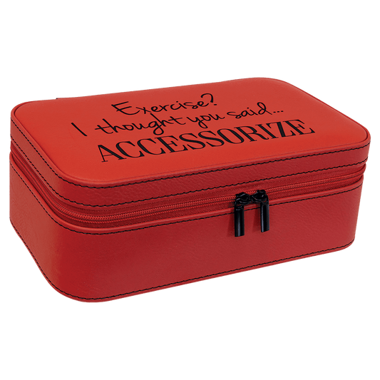 Personalized Red Large Leatherette Jewelry Box