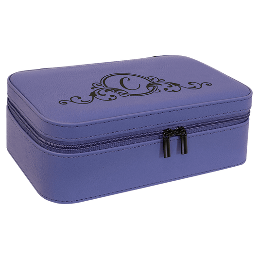 Personalized Purple Large Leatherette Jewelry Box