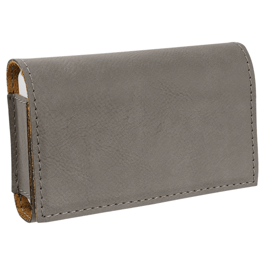 Personalized Gray Lasered Leatherette Pill Box with Separate Adjustable Containers