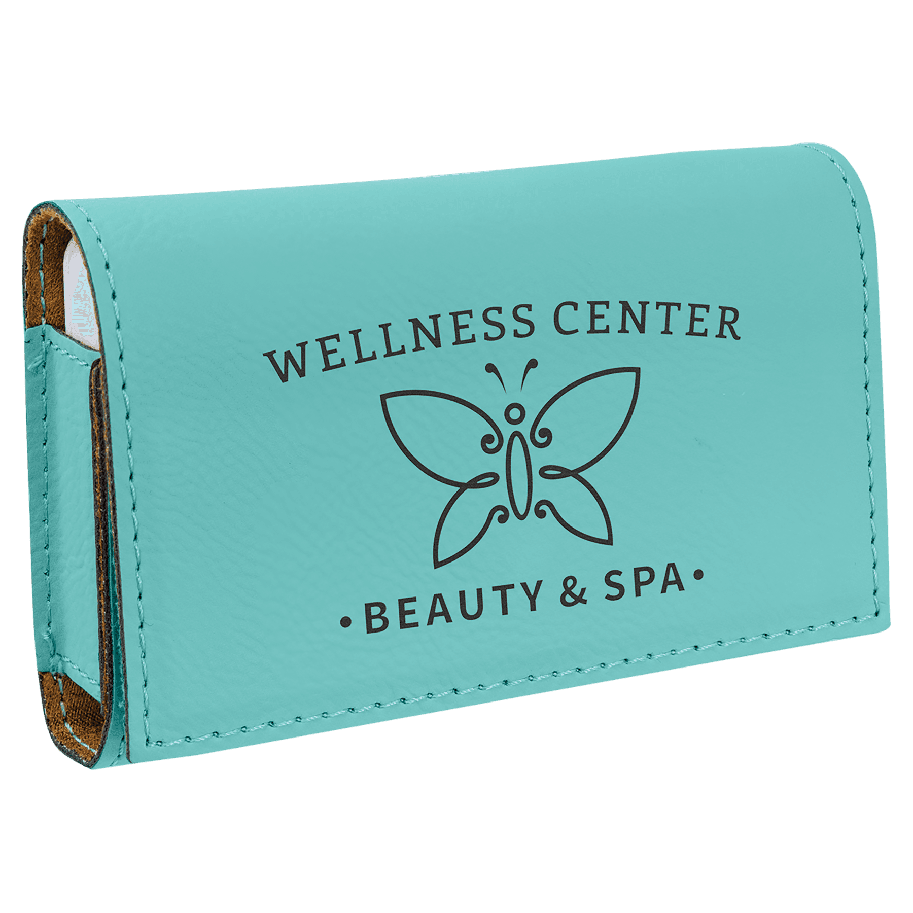 Personalized Teal Lasered Leatherette Pill Box with Separate Adjustable Containers