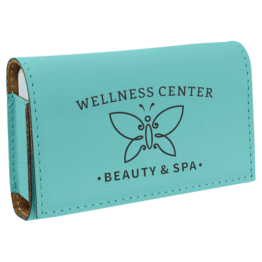 Personalized Teal Lasered Leatherette Pill Box with Separate Adjustable Containers
