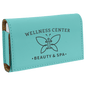 Personalized Teal Lasered Leatherette Pill Box with Separate Adjustable Containers