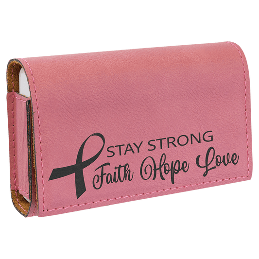 Personalized Pink Lasered Leatherette Pill Box with Separate Adjustable Containers