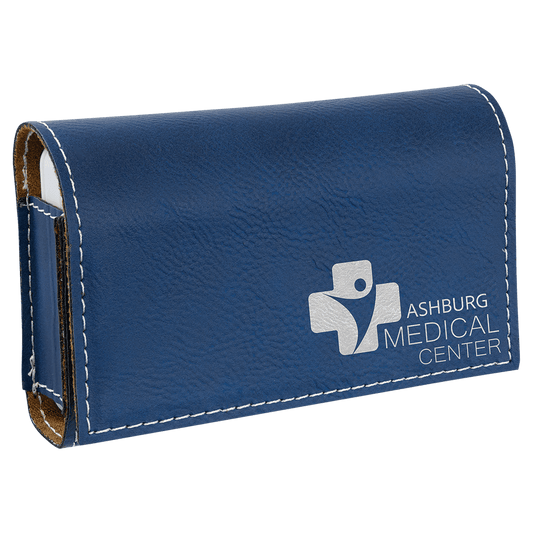 Personalized Blue/Silver Lasered Leatherette Pill Box with Separate Adjustable Containers