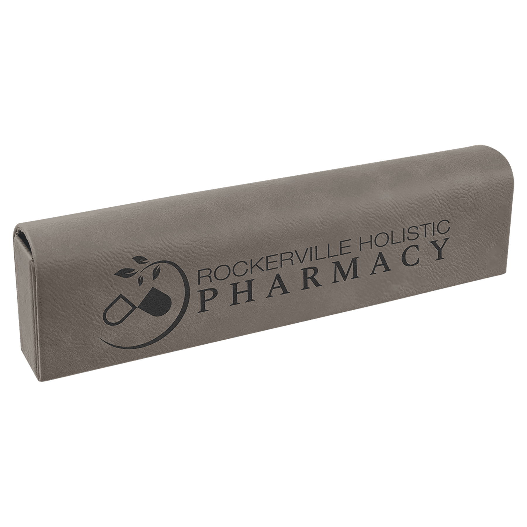 Personalized Gray Lasered Leatherette Pill Box with Days of the Week Organizer