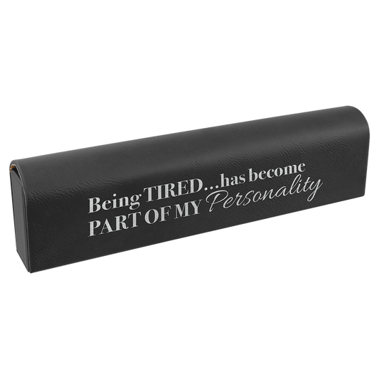 Personalized Black/Silver Lasered Leatherette Pill Box with Days of the Week Organizer